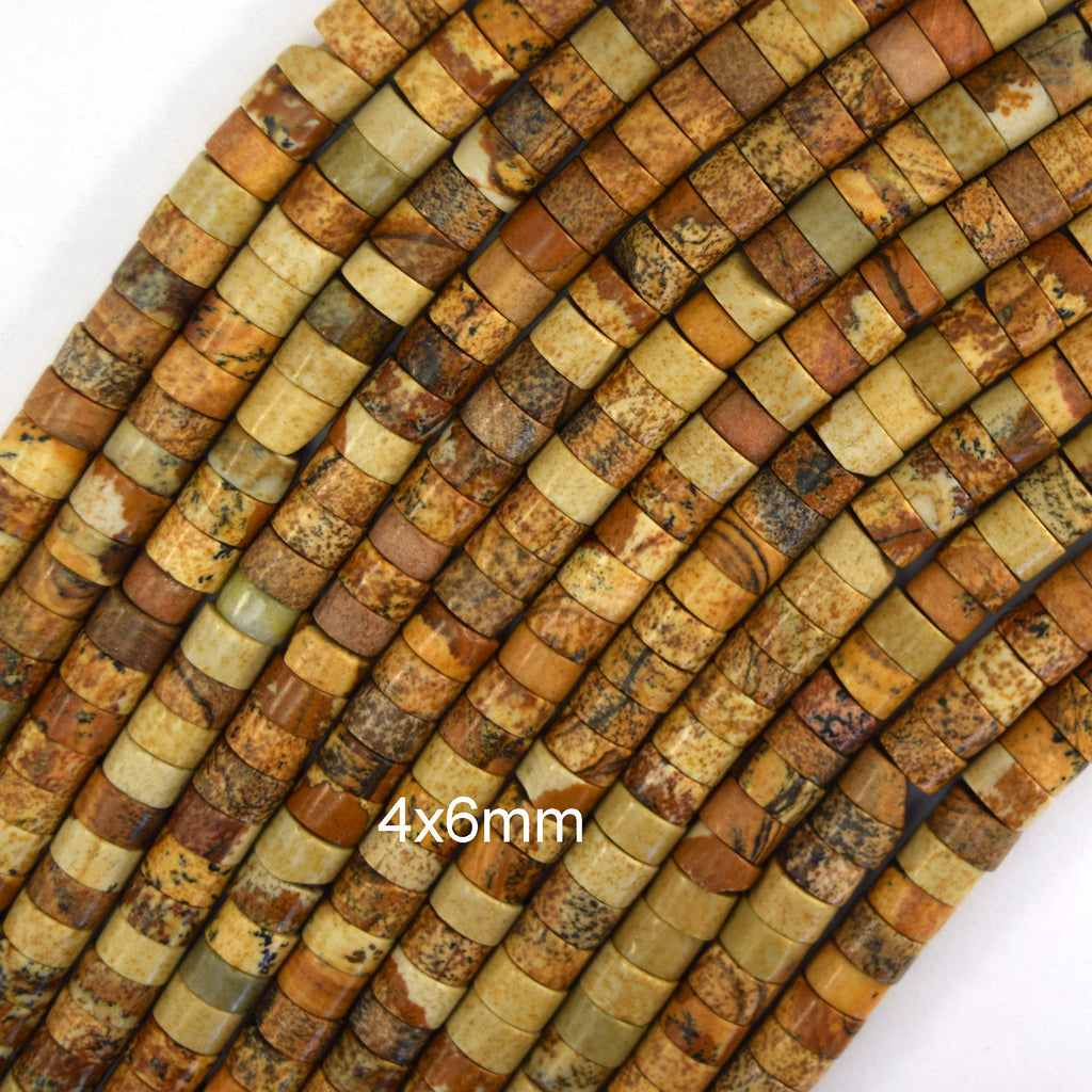 Natural Picture Jasper Heishi Disc Beads Gemstone 15" Strand 4mm 6mm