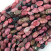 Natural African Pink Rhodonite Pebble Nugget Beads 15.5