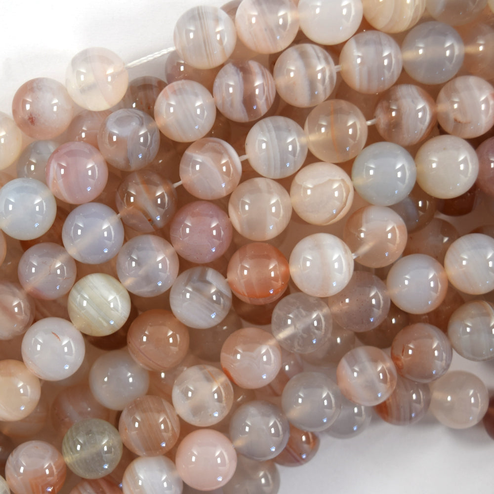 AA Natural Pink Stripe Lace Agate Round Beads 15.5" Strand 6mm 8mm 10mm