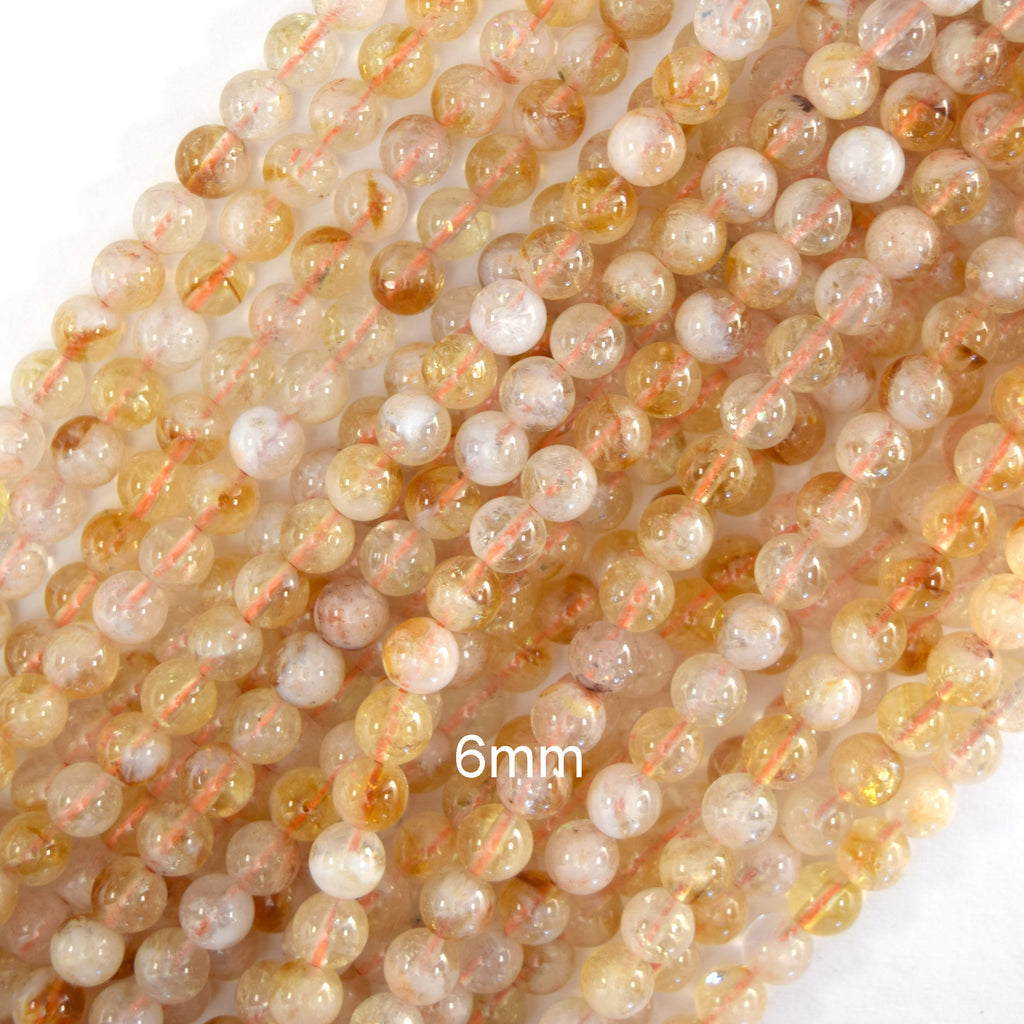 A grade Natural Yellow Citrine Round Beads 15" Strand 4mm 6mm 8mm 10mm 12mm S1