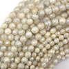 Mystic Titanium Faceted Cream White Moonstone Round Beads 14.5