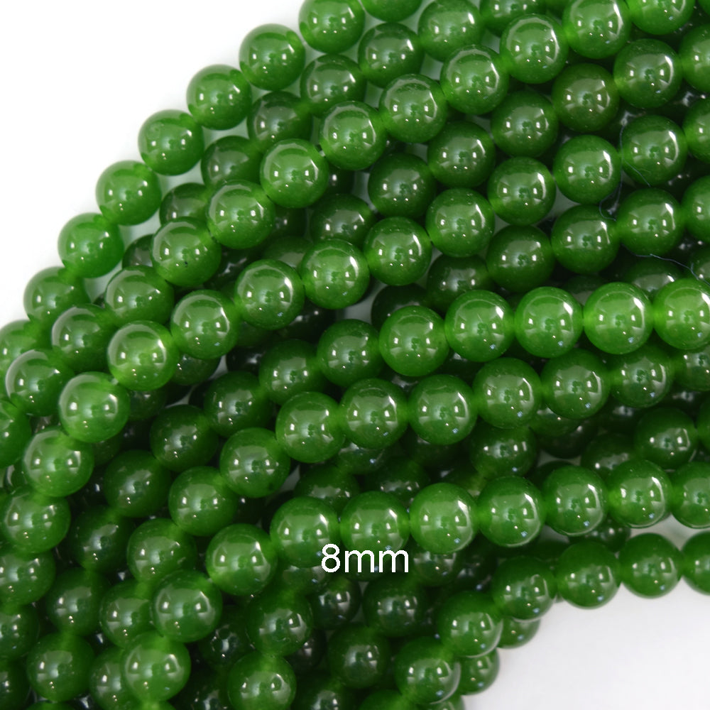 Canadian Green Jade Round Beads Gemstone 15" Strand 4mm 6mm 8mm 10mm 12mm S1