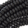 Black Volcano Lava Rondelle Button Beads Gemstone 15