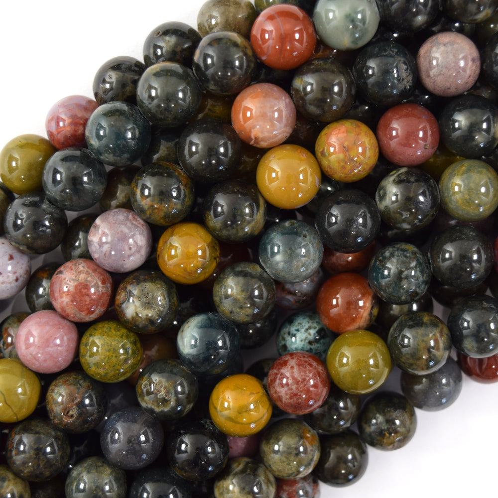 Natural Ocean Agate Round Beads Gemstone 15" Strand 6mm 8mm 10mm