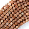 Natural Faceted Orange Sunstone Round Beads 15