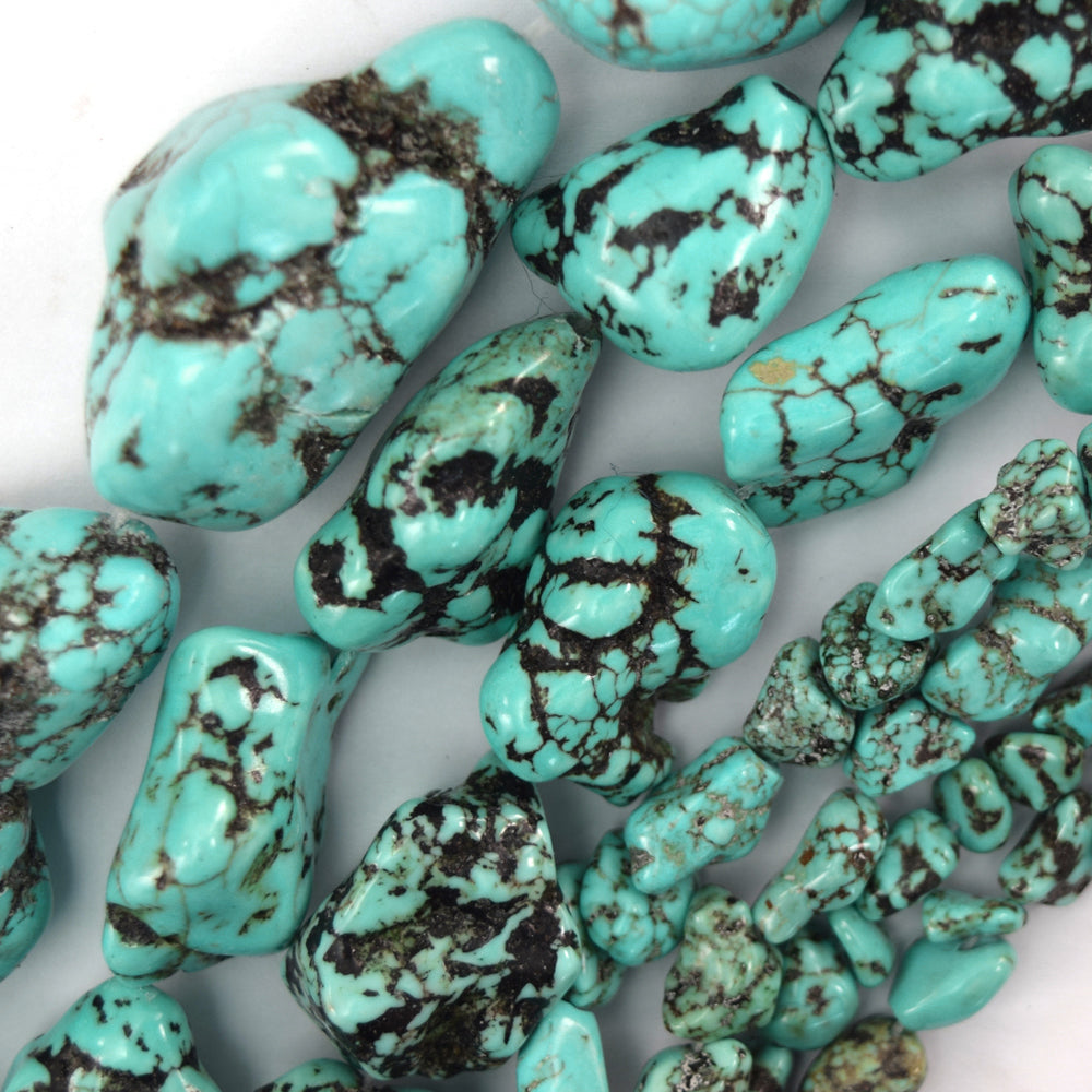 Blue Green Turquoise Pebble Nugget Beads 15" 6-8mm 10-12mm 18-25mm 30-35mm
