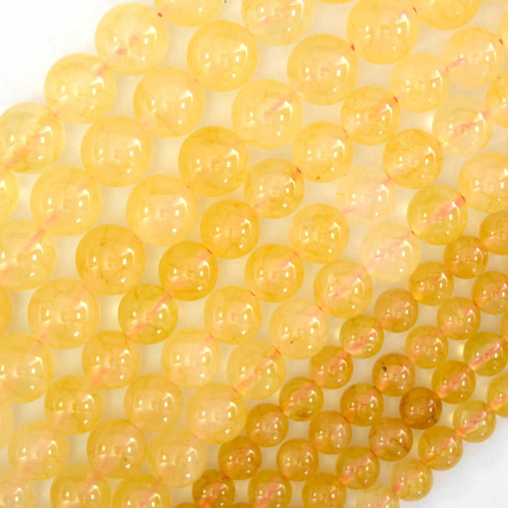 Yellow Citrine Colored Quartz Round Beads Gemstone 15" Strand 6mm 8mm 10mm
