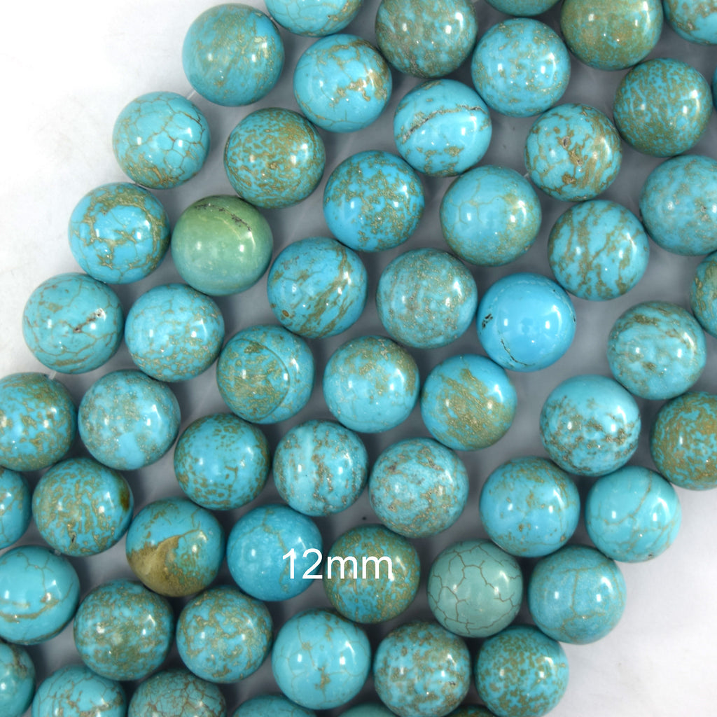 Blue Turquoise Round Beads 15.5" Strand 2mm 4mm 6mm 8mm 10mm 12mm Brown Matrix