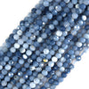 Natural Micro Faceted Blue Opal Round Beads Gemstone 15.5