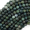 Natural Faceted Green Moss Agate Round Beads Gemstone 14.5