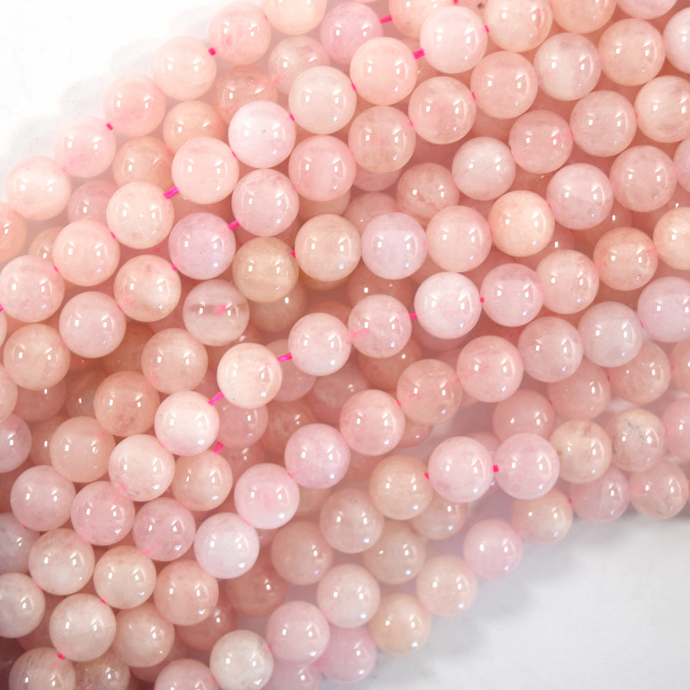 Natural Light Pink Morganite Round Beads 15.5" Beryl 4mm 6mm 8mm