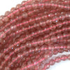 Natural Faceted Strawberry Quartz Round Beads 15