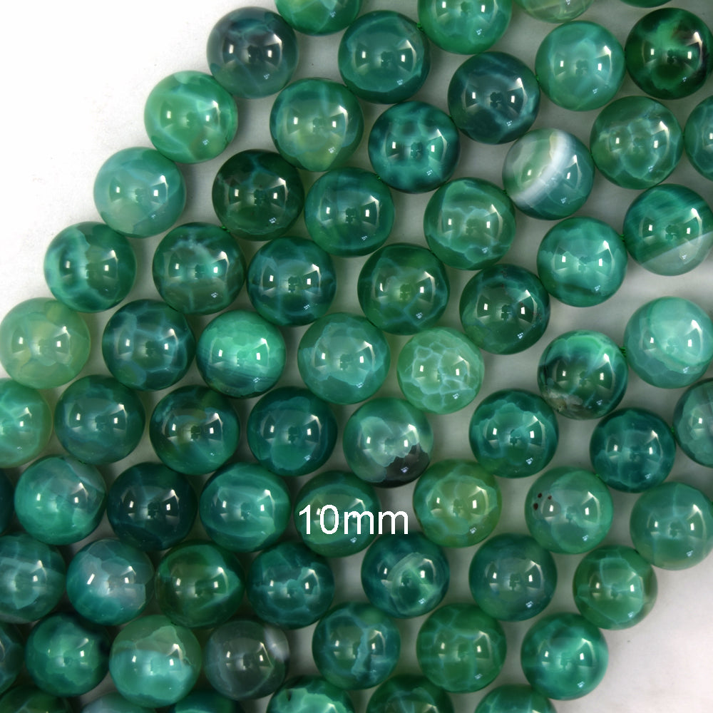 AA Green Fire Agate Round Beads Gemstone 15.5" Strand 6mm 8mm 10mm