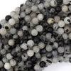 Natural Black Rutilated Quartz Round Beads 15.5