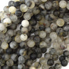 Natural Matte Black Rutilated Quartz Round Beads 15.5