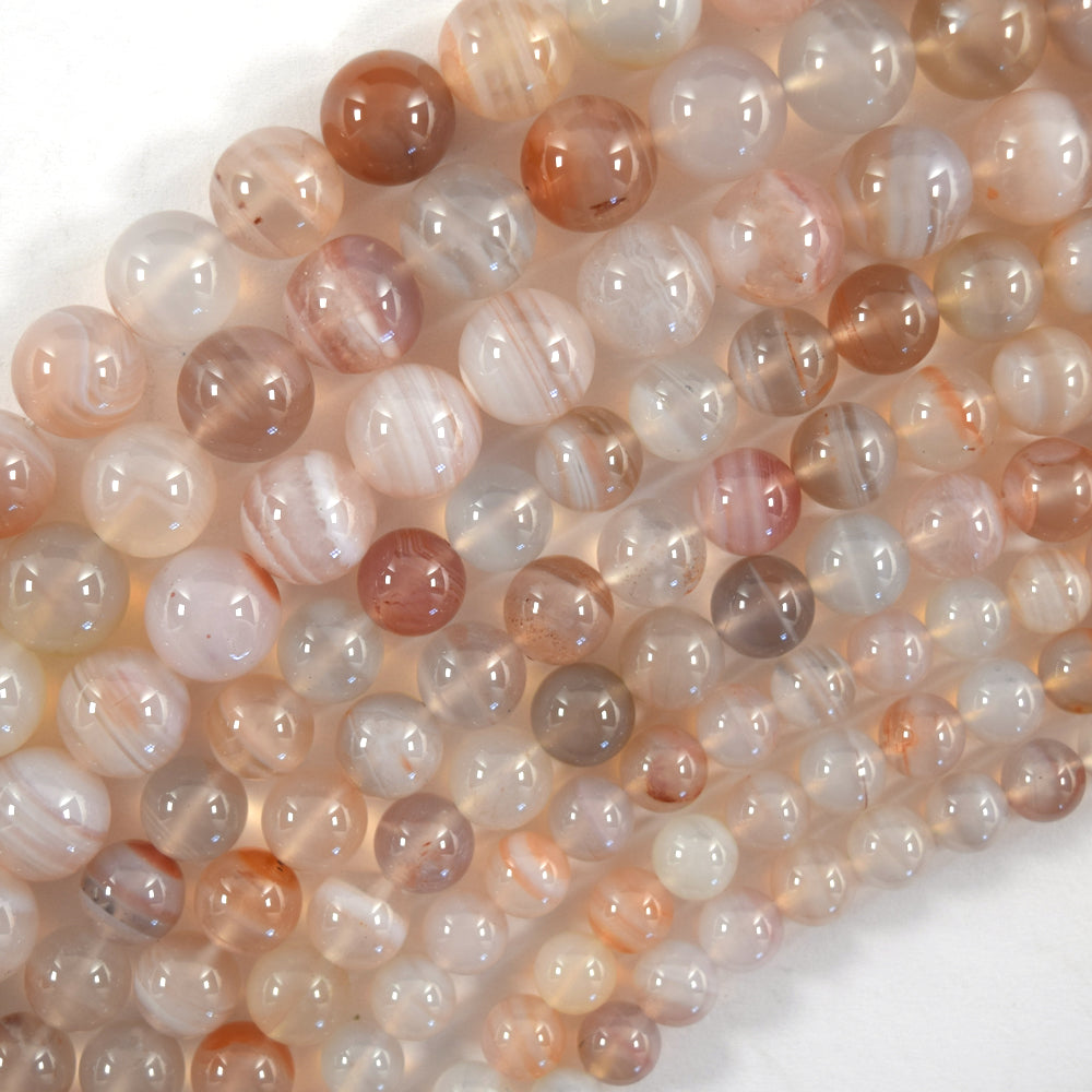 AA Natural Pink Stripe Lace Agate Round Beads 15.5" Strand 6mm 8mm 10mm