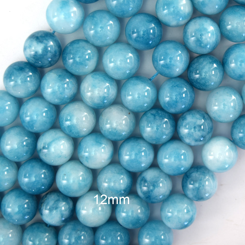 Blue Larimar Quartz Round Beads Gemstone 15" Strand 6mm 8mm 10mm 12mm S3
