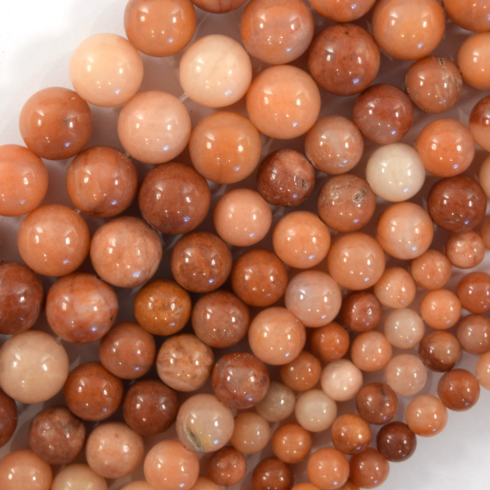 Natural Orange Aventurine Round Beads Gemstone 15" Strand 6mm 8mm 10mm