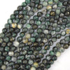 Rare Natural Pyrite In Blue Green Jade Round Beads 15