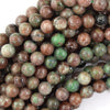 Natural Red Green Garnet Round Beads 15