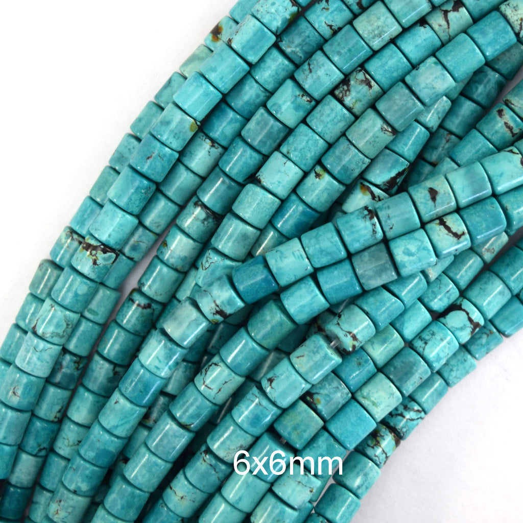 Blue Turquoise Tube Cylinder Beads Gemstone 15.5" Strand 6x6mm 6x8mm