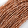Natural Faceted Orange Sunstone Rondelle Button Beads 15.5