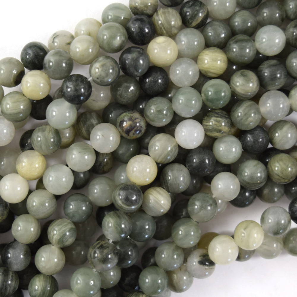 Natural Green Line Jasper Round Beads Gemstone 15" Strand 6mm 8mm 10mm