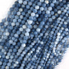 Natural Micro Faceted Blue Opal Round Beads Gemstone 15.5