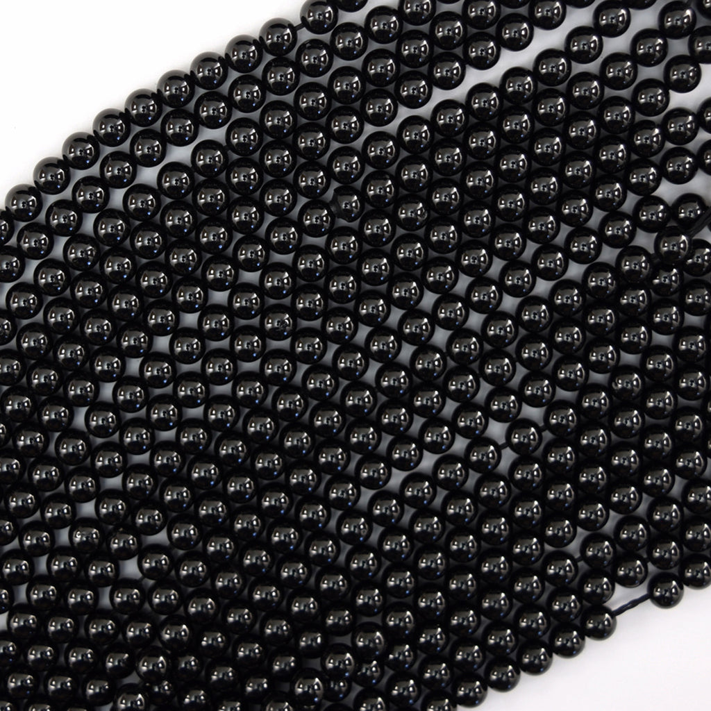 AA Natural Black Spinel Round Beads Gemstone 15" Strand 3mm 4mm