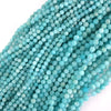 Natural Faceted African Green Amazonite Round Beads 15.5