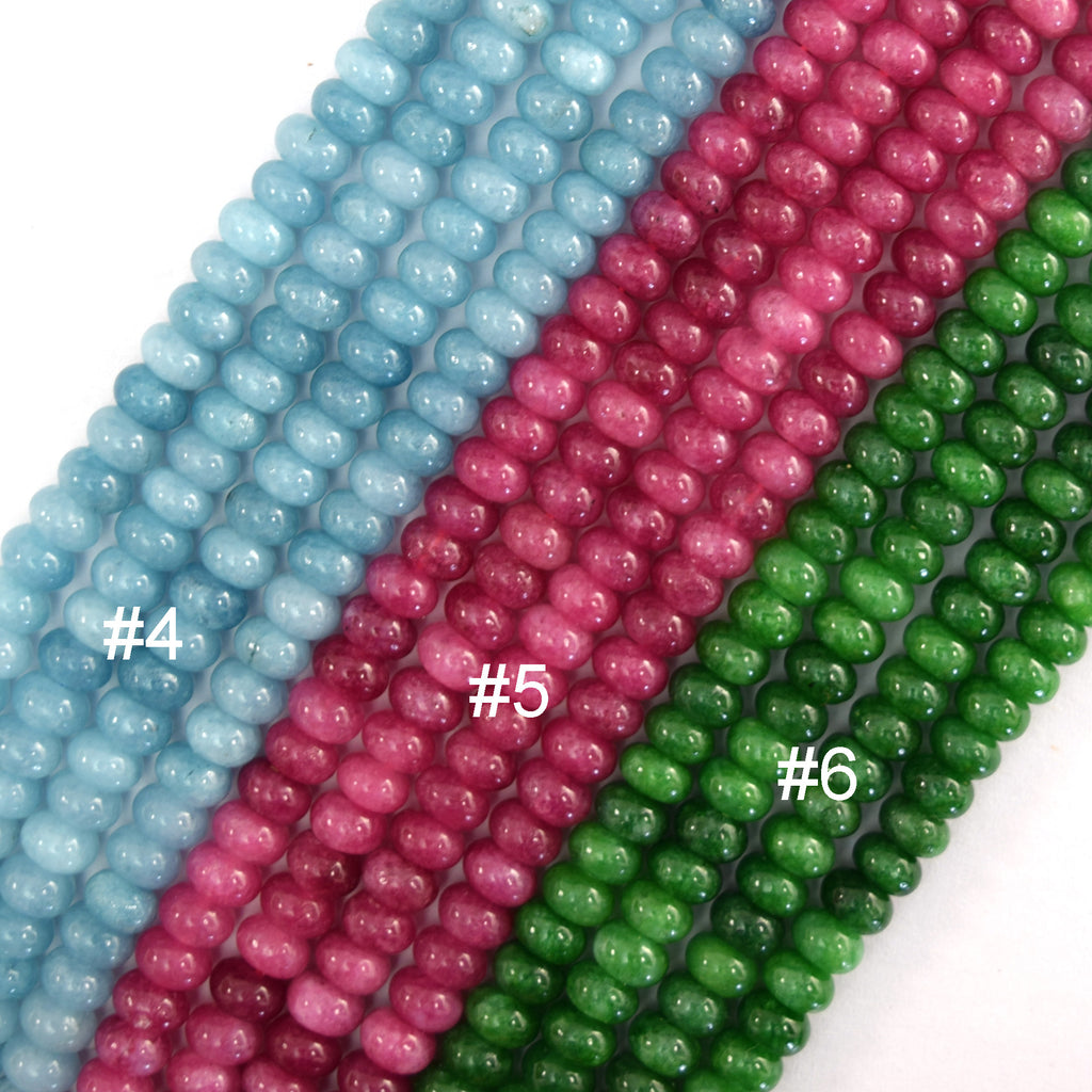 4x6mm Colored Mountain Jade Rondelle Button Beads Gemstone 15" Strand 6mm