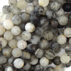 Natural Matte Black Rutilated Quartz Round Beads 15.5