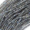 Natural Faceted Light Grey Labradorite Round Beads Gemstone 15.5