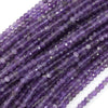 Natural Faceted Purple Amethyst Rondelle Button Beads 15