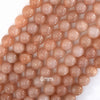 AA Natural Orange Sunstone Round Beads Gemstone 15