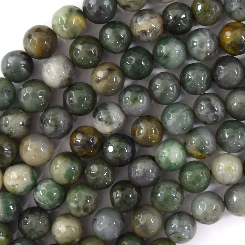 Natural Faceted Green African Jade Round Beads Gemstone 15" Strand 6mm 8mm 10mm