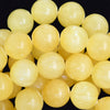 Natural Light Yellow Honey Jade Round Beads Gemstone 15