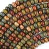 Natural Red Creek Picasso Jasper Rondelle Button Beads 15.5