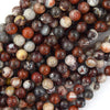 Natural Red Laguna Lace Agate Round Beads Gemstone 15