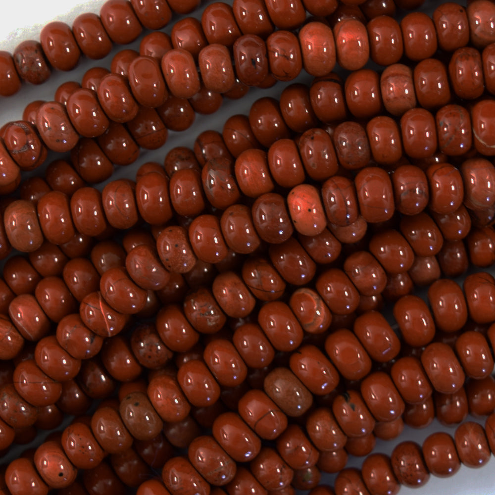 Natural Red Jasper Rondelle Button Beads 15" Strand 2x4mm 4x6mm 5x8mm