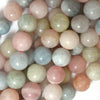 Natural Matte Morganite Round Beads Gemstone 15.5