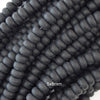 AA Matte Black Onyx Rondelle Button Beads Gemstone 15.5