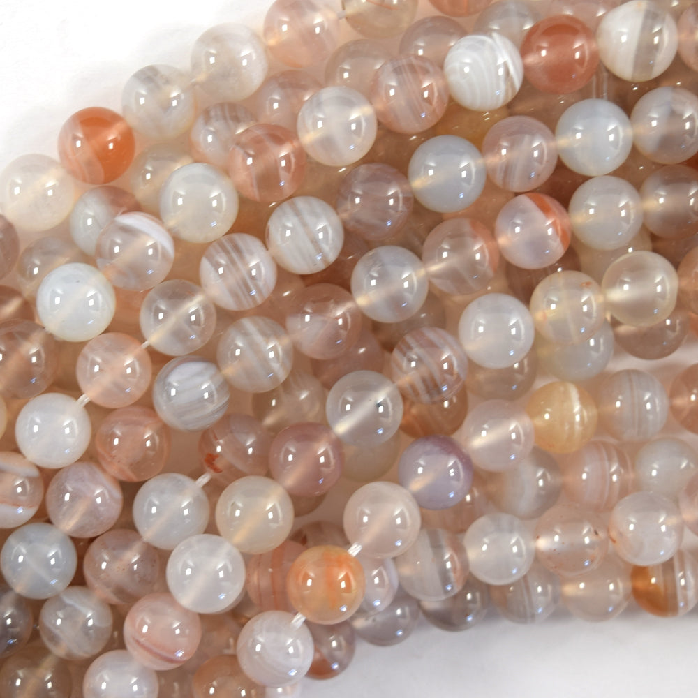 AA Natural Pink Stripe Lace Agate Round Beads 15.5" Strand 6mm 8mm 10mm