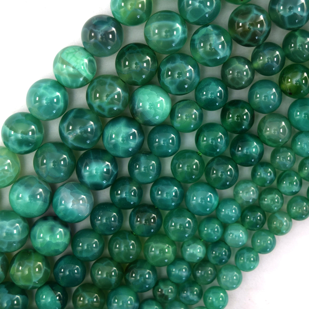 AA Green Fire Agate Round Beads Gemstone 15.5" Strand 6mm 8mm 10mm