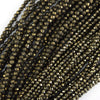 Natural Micro Faceted Pyrite Round Beads Gemstone 15.5