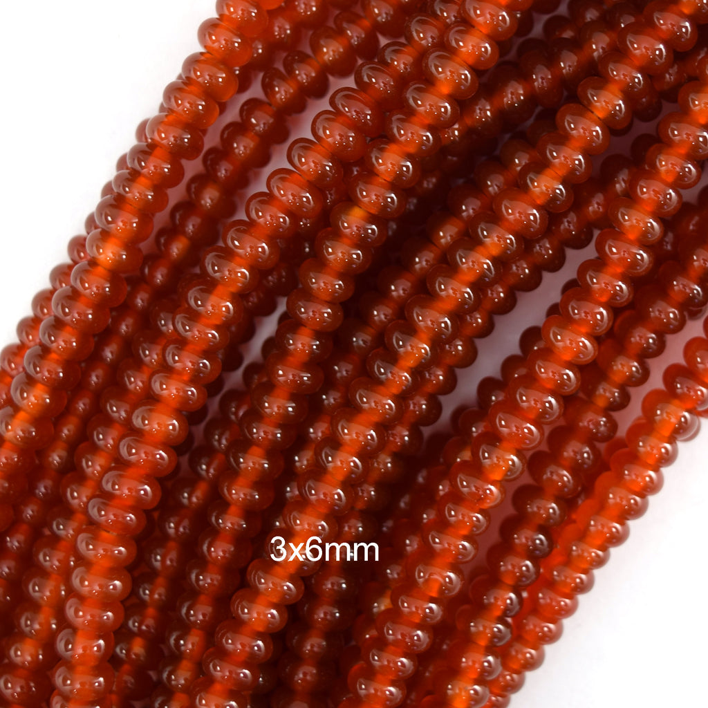 AA Red Carnelian Rondelle Button Beads Gemstone 15" Strand 3x6mm 4x8mm