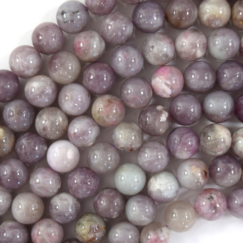 Natural Light Purple Pink Tourmaline Round Beads 15.5" Strand 4mm 6mm 8mm 10mm