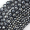 Mystic Titanium Faceted Gray Labradorite Larvikite Round Beads 15