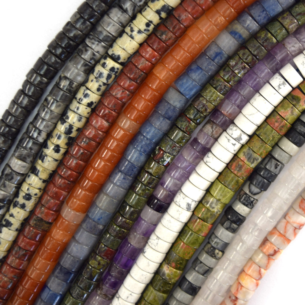 3-4x6mm Natural Various Gemstones Heishi Disc Beads 15" Strand 6mm - Eagle Beadz