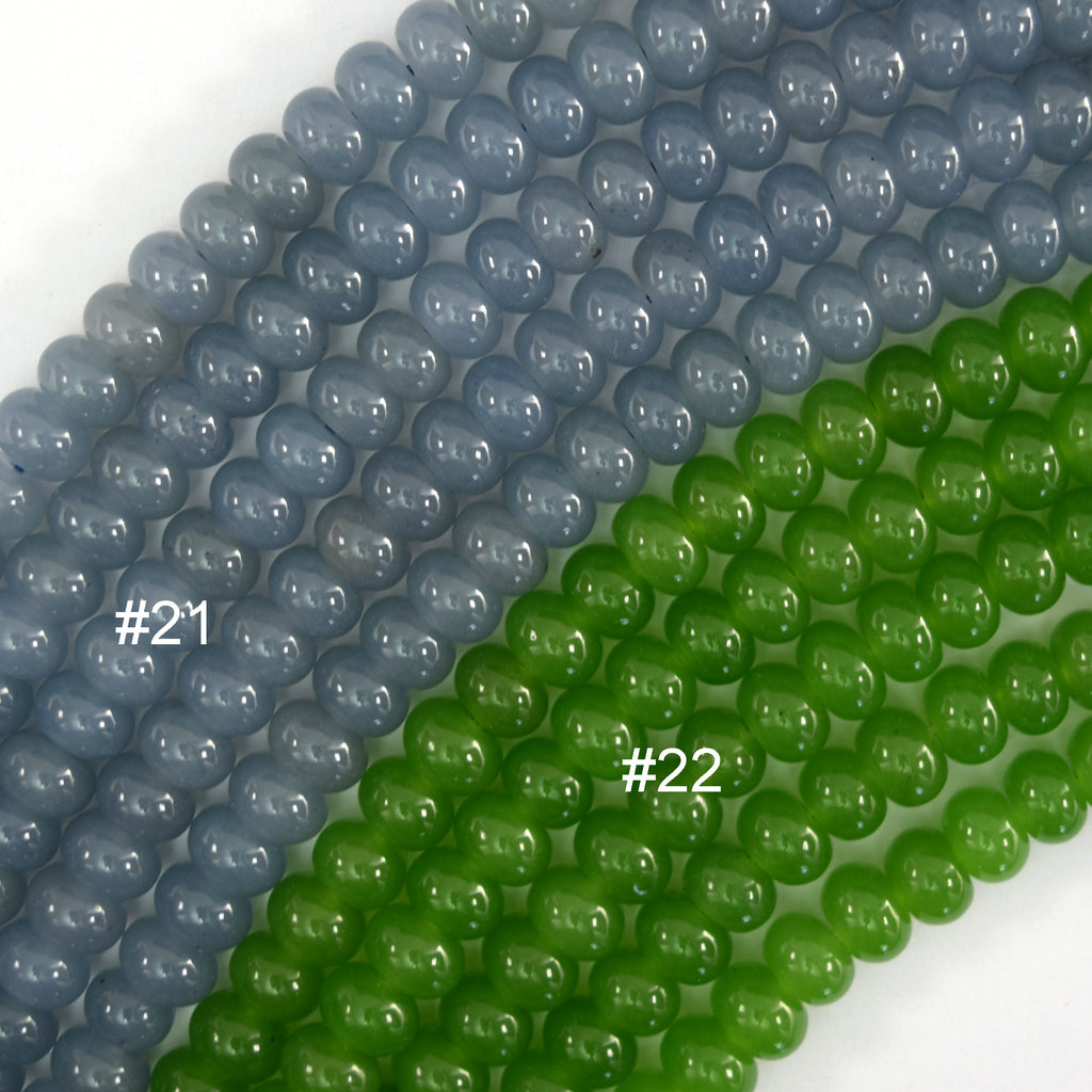 5x8mm Colored Mountain Jade Rondelle Button Beads 15" Strand Blue Green Red